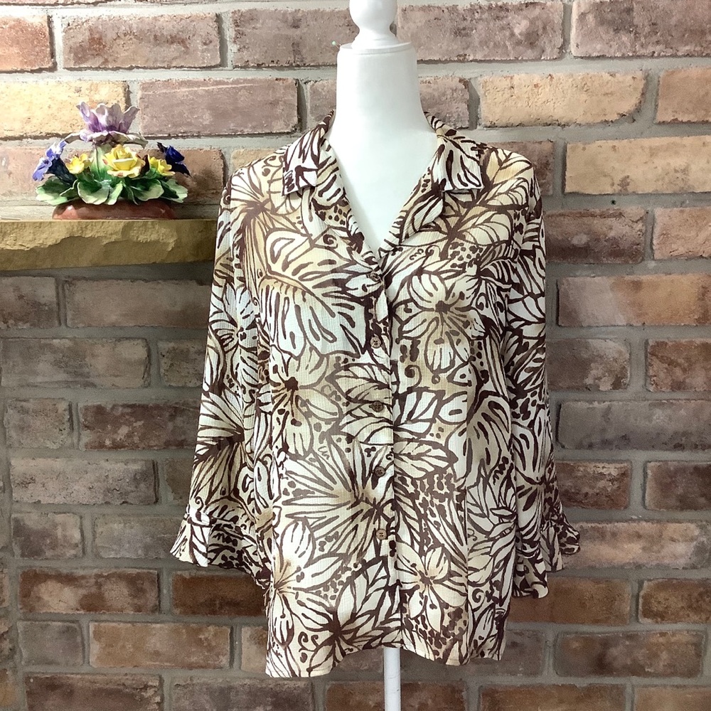 ALFRED DUNNER Sheer Floral Print Top 45